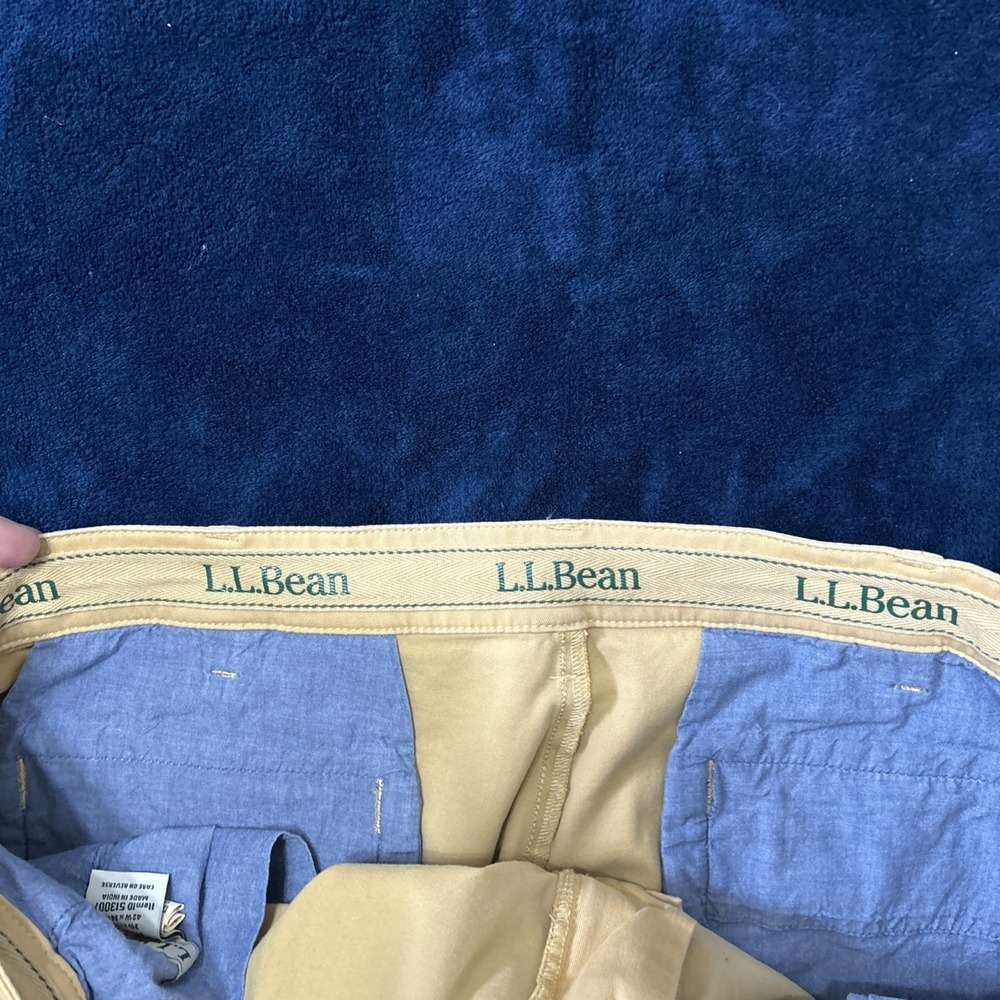 Ll Bean Mens Chino Pants Size 42W X 34 Khaki Standard Fit Straight Leg Lycra - Picture 12 of 15